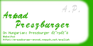 arpad preszburger business card